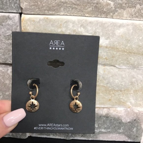 AREA STARS 14k Gold Plated Brass Starburst Cutout Drop Earrings 3 Packs - Picture 2 of 7